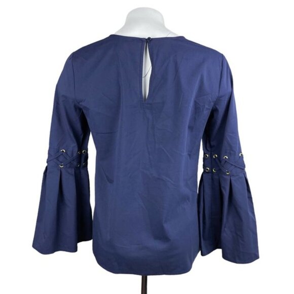 MICHAEL Michael Kors Bell Sleeves Pleated Grommet Blouse Top Sz XS - Picture 4 of 5